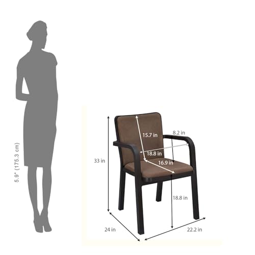 Image of Nilkamal Luxe Full-Back Cushioned Plastic Arm Chair | Stackable Chair | for Home, Living Room, Office, Outdoor, Balconies | Season Rust Brown & Dark Beige