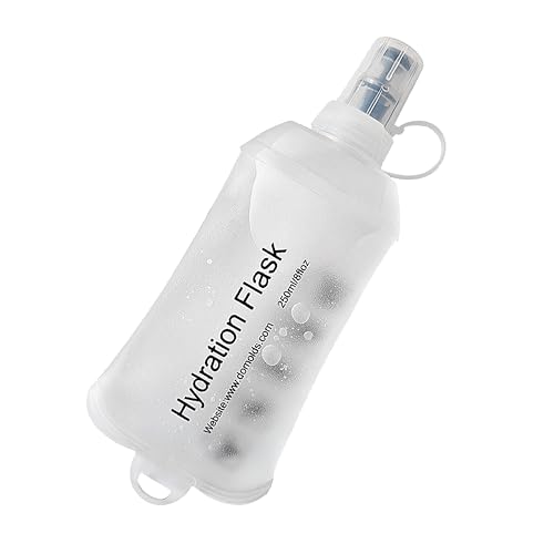 CLINTT 250ml Soft Flask, Foldable Running Water Bottle, TPU Folding Soft Water Flask, BPA-Free Collapsible Flask for Hydration Pack Running Vest, Cycling, Climbing, Hiking - 1Pcs, White