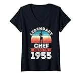 Photo Gallery donna chef leggendario nato nel 1955, 70° compleanno maschile maglietta con collo a v Photo Gallery donna chef leggendario nato nel 1955, 70° compleanno maschile maglietta con collo a v