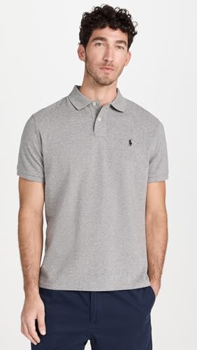 Image of POLO RALPH LAUREN Men's Custom Slim Fit Iconic Mesh Polo, Canterbury Heather, L