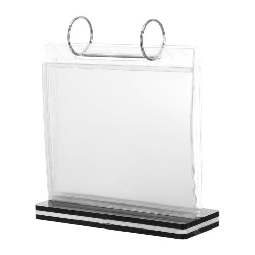 Expositor acrílico abatible con 6 fundas transparentes A6 para publicidad horizontal de escritorio