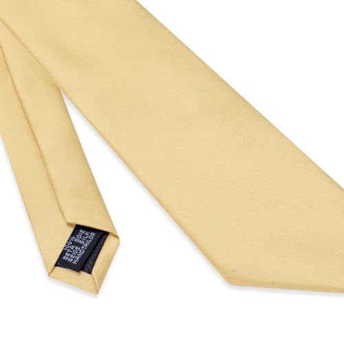 Image of YourTies Skinny Ties for Men Satin 2.4 inch Slim Necktie with Pocket Square Tie Clip Set Solid Color Wedding Party Business