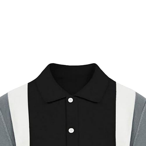 Men's Lapel Splicing Color Blocking Sweater Men Long Sleeve Buttons Down Sweaters Men's Slim Fit Sweater4