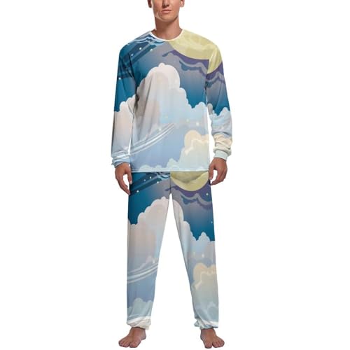 Pyjama homme manche longue étoiles et lune idéal pour les soirées détente à la maison