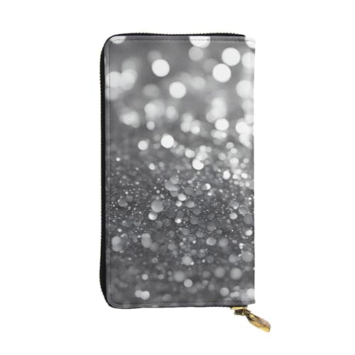 Shiny Silver Glitter Prints Leather Long Clutch Wallet for Fashionable Girls and Women - Durable, Stylish, and Functional, Black, One Size