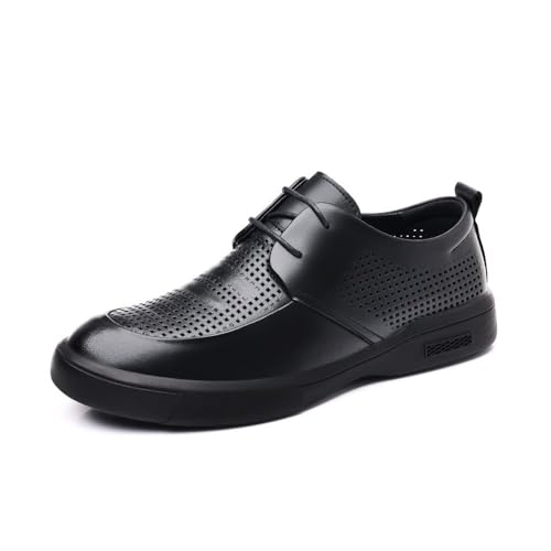 Men's Shoes 2024 Summer Hollow Business Men's Casual Shoes one-Step Round Head British Casual Shoes Oxfords(Hollow lace up,8.5)