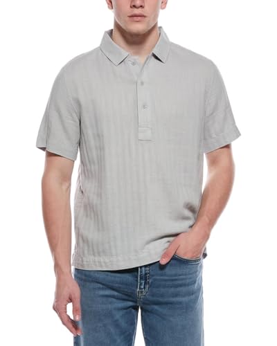 Polo de algodón con espina de pescado gris y gasa Vapor