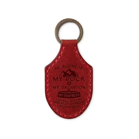 TREE OF LIFE REV. 22:14 Bible Verse Keychain - Red, He is My Rock, Ps 62:2 - Genuine Natural Leather Key Chain w/Inspirational Scripture, Christian Keychains For Men As Fathers Day Church Gifts Cover