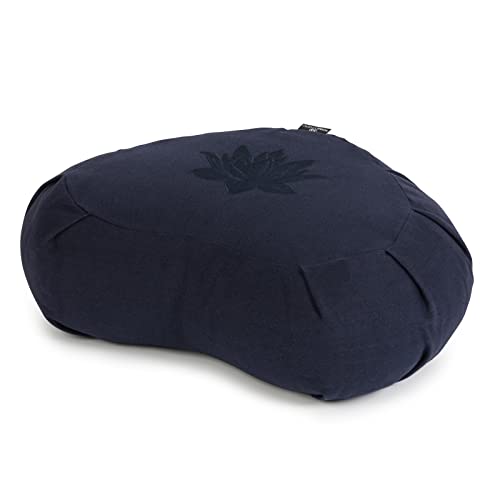 Yoga Studio Buckwheat Crescent Zafu Meditation Cushion - Lotus Leaf (Navy Blue)