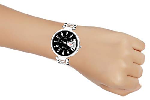 Image of IIK COLLECTION Round Dial Stainless Steel Bracelet Chain Analogue Day & Date Functioning Watch For Women And Girls, Dial Color-Assorted