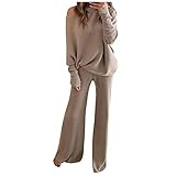 PLOT Damen 2-Teilig Set Top + Jogginghose Lockeres, Schulterfreies Top Jogginganzug Sweatjacke Trainingshose Trainingsanzug Sportanzug Freizeitanzug Sport Anzug Tracksuit Fitnessanzug Set