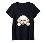 Photo Gallery donna carino bichon frise peeking puppy divertente bichon dog lover maglietta con collo a v Photo Gallery donna carino bichon frise peeking puppy divertente bichon dog lover maglietta con collo a v