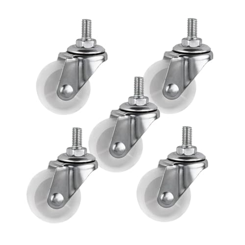 Roulette M8 blanche pour aménagement de magasin et mobilier léger x5