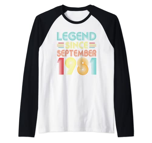 Legend Since September 1981 41st Birthday Retro 41 Years Old Raglan Baseball Tee