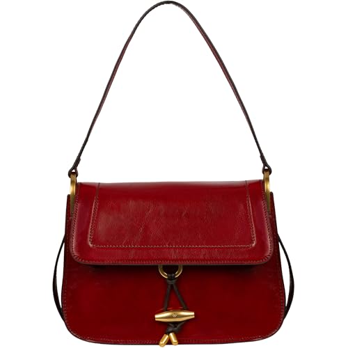 Image of Time Resistance Leather Shoulder Bag - Full-Grain Leather Handbag with Toggle Closure - Elegant Handbag for Women