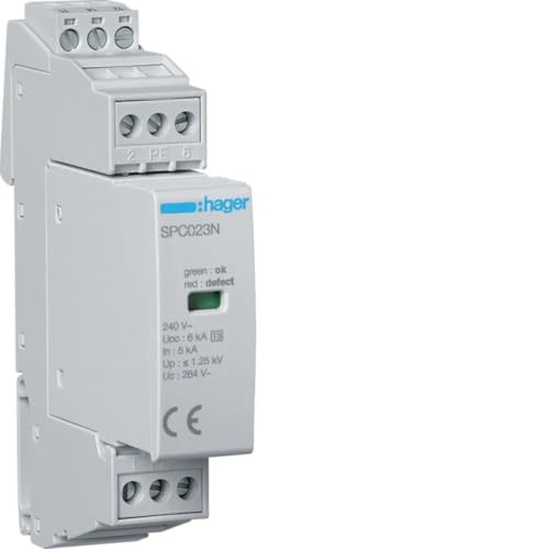 Hager SPC203N DPS 1P+N Tipo 3 descargador de sobretensiones transitorias 5Ka