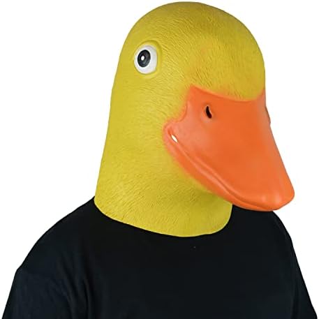 Mask Costume Duck Head Mask Latex masks animal masks Novelty funny mask Full Head Masks for Cosplay Party Props Yellow duck hat)