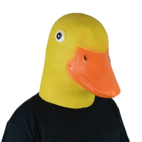 Mask Costume Duck Head Mask Latex Masks Animal Masks Novelty Funny Mask Full Head Masks For Cosplay Party Props Yellow Duck Hat) #TOP1