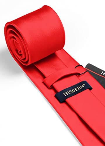 Image of HISDERN Mens Solid Color Ties Formal Satin Necktie and Pocket Square Set Classic Wedding Business Tie & Handkerchief