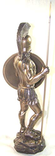 Greek Spartan Warrior With Spear And Hoplite Shield, Bronze Finish #TOP2
