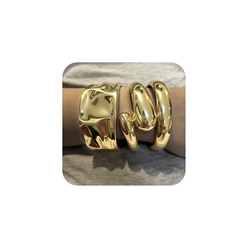 3 Pcs Gold Cuff Bracelets Set,Trendy Chunky Cuff Bangle Bracelets for Women,Boho Chic Open Cuff Bangle Stackable Arm Jewelry
