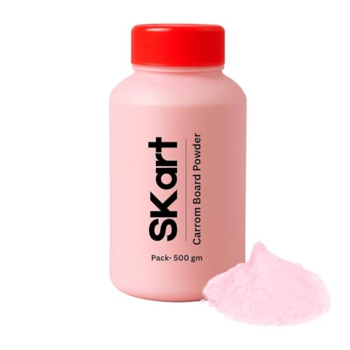 Image of Skart Carrom Board Powder 500g Pack with 8mm Ivory Strikers Pack of 2 | Anti-Friction Carrom Powder for Smooth Fast Play | Professional Carrom Board Accessories for Practice.