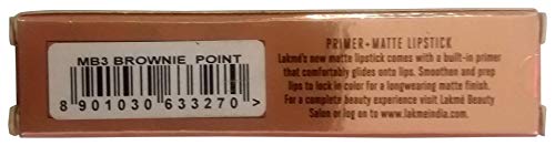 Image of Lakme 9 to 5 Primer + Matte Lipstick - MB3 Brownie Point, 3.6g Carton