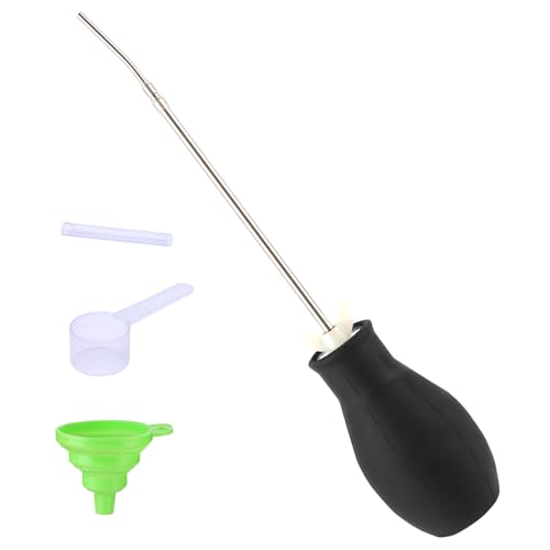 Ronjex Diatomaceous Earth Powder Duster with Extendable Metal Tube (5 to 22) & Threaded Seal - Leak-Proof Bulb Sprayer for Garden Home Pet Area Insect Control - Includes Funnel & Scoop
