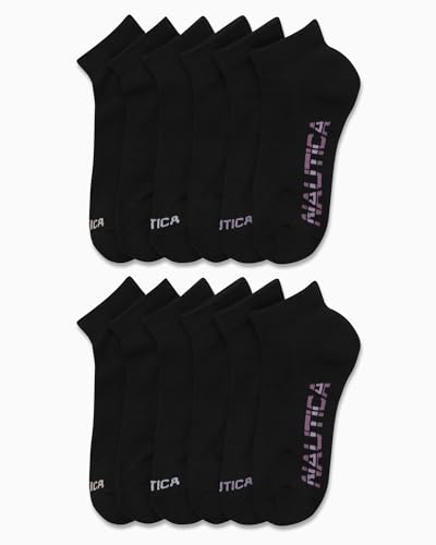 Image of Nautica Women's Quarter Cut Moisture Control Athletic Socks with Cushioned Comfort (12 Pack)