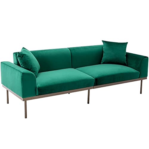 Modern Velvet Sofa with Metal Legs,Loveseat Sofa Couch with Two ...