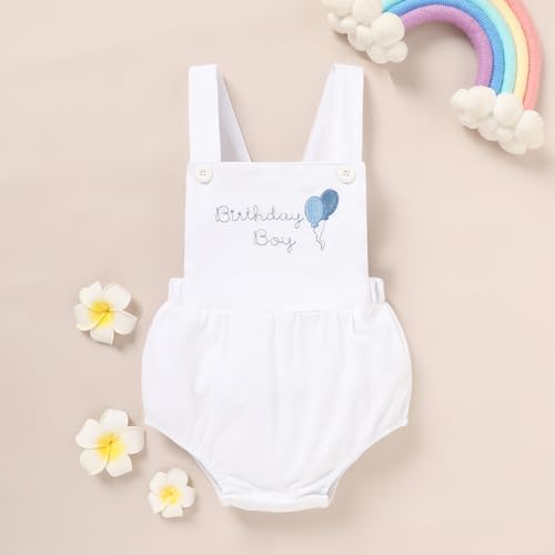 GRNSHTS Newborn Baby Boy 1st Birthday Outfit Summer Romper Sleeveless Jumpsuit Backless Overalls Outfits Cake Smash Party3