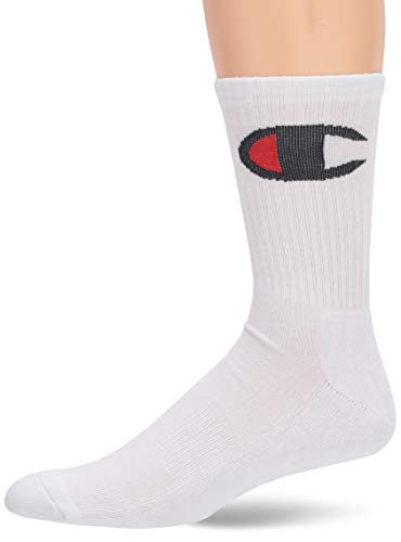 Champion LIFE Men's Big C Crew Sock, white, One Size