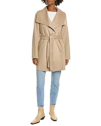 Image of TAHARI Women's Double-faced Luxury Soft Wool Blend Peacoat- Wrap Wool Coat With Removable Belt