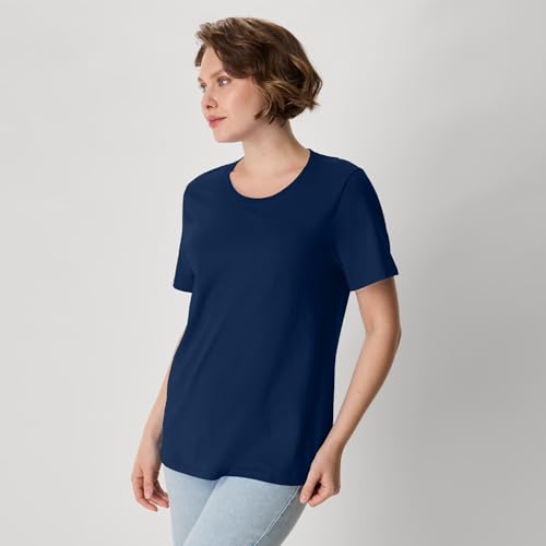 Image of Hanes Women's Perfect-T Crewneck T-Shirt, Lightweight Cotton Short Sleeve Tee for Women