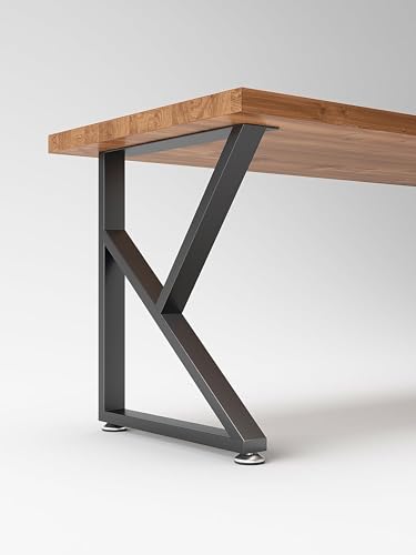 Image of Metal Legs for Table Dining Table Legs for Kitchen Modern Industrial Style Set of 2 (K Shape)