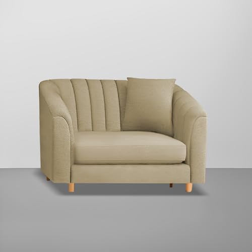 Image of Casaliving Doraldo 1 Seater Sofa Set for Living Room (Cream Colour) Premium Fabric Sofa