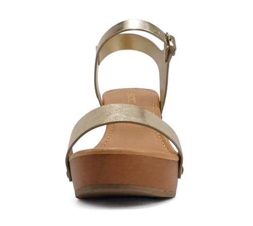 Image of Soda CHIVAS ~ Women's Bold Buckles Studded Wedge Sandal