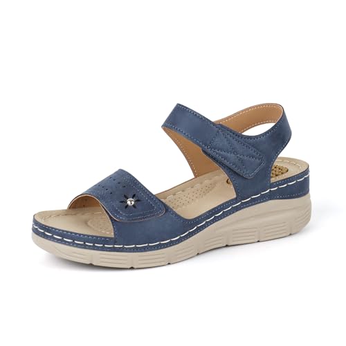 Image of JABASIC Women Comfortable Sandals Orthotic Walking Sandals Orthopedic Arch Support Sandals