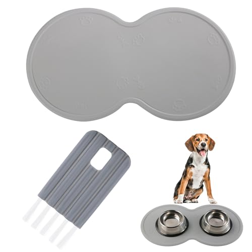 1 alfombrilla de alimentación para mascotas, 1 cepillo de limpieza, alfombrilla de comedero para perros, alfombrilla de comida para perros y felinos para el suelo, mantel individual para mascotas,