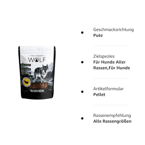 The Hunger of the Wolf Hundesnack für Hunde Aller Rassen, 100% Putenfleisch - 0.2 kg (Packung mit 2)