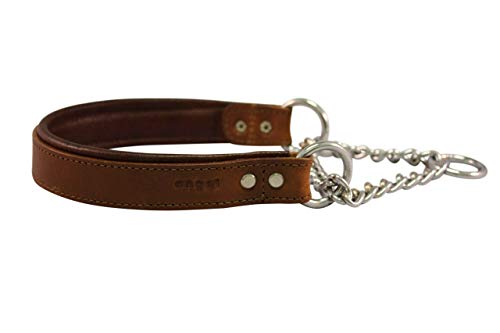 Angel Rio, Genuine Leather, Brown Martingale Padded Dog Collar, 24" X 1.25" (30.5" Fully Extended), 100% Argentinean Cowhide & Stainless Steel. Humane & Trainer Recommended Alternative To Prong & Choke Collars. See Martingale Size Chart For A Perfect Fit #TOP13