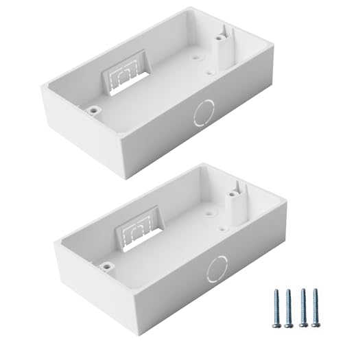 Xiciki 2Pcs Double Socket Back Box Surface Mount Back Box Pattress Wall Socket Box 147 * 86 * 35mm Durable Electrical & Network Faceplate Mounting Solution with 4Pcs Screws