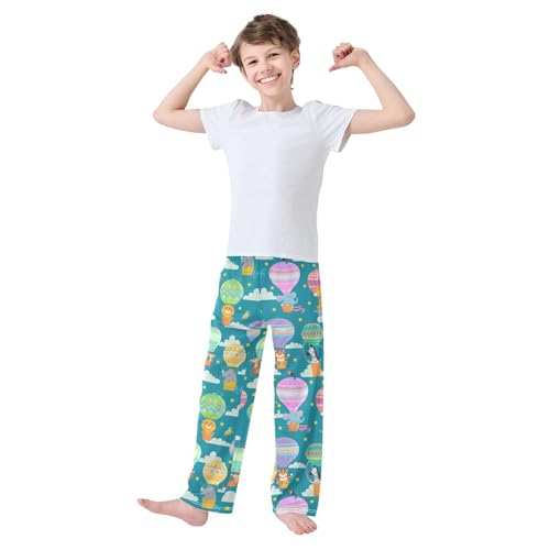 Elephant Tiger Hot Air Balloon Boys Long Pants Soft Trousers Elastic Waist Kids Lounge Bottoms with Pockets S-XL2