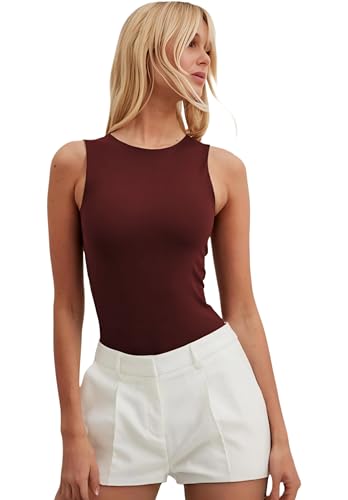 Image of SIGHTBOMB Ultra Soft Round Neck Double Folded Medium Compression Seamless Feather Touch Active WEAR /Casual WEAR Spaghetti SOFTLINE TOP for Women