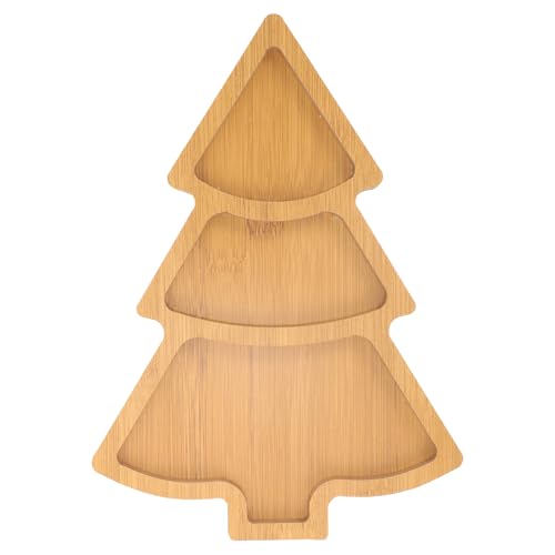 Christmas Tree Wood Serving Platters, Wooden Xmas Cutting Board Fruit Tray Holiday Cheese Board Xmas Tree Sushi Serving Tray Dessert Candy Dish