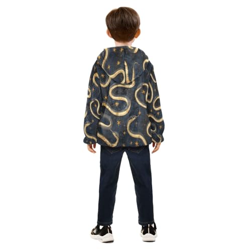 Pattern with Snakes and Stars Toddler Fleece Jacket Girl Boys Hooded Fleece Jacket Coat Warm Outwear Zip-up 3-10T4