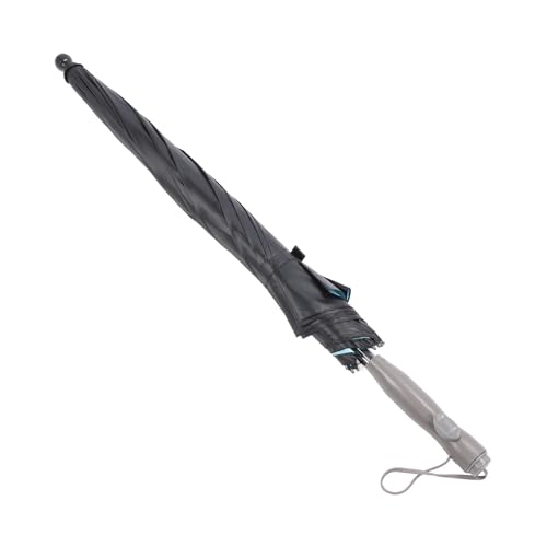 PerGar Misting Fan Umbrella, Umbrella with Built in Fan and Mist Spray, 190t VinylFiberglass 8 Ribs Rechargeable Long Handle Sun Umbrella, for Summer Cooling Beach Sports (Outer Black