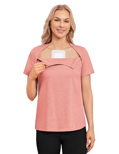 Deyeek Post Surgery Shirts for Women with 2 Hidden Side Zippers Soft Tear Away Dialysis Clothing...