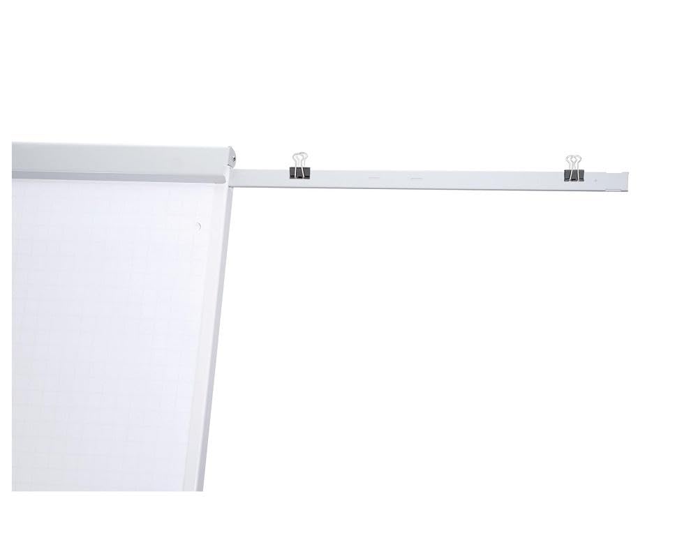 MAUL Papierhalter aus Stahl | Aufsteckbarer Papierhalter für Flipchart | Magnethaftende Halterung | Inkl. 2x mauly Papierklemmer | Einfache Montage an Tafel | Länge: 65 cm | Weiß