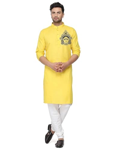 Image of Men's Digital Printed Kurta for Festival Navratri Pooja